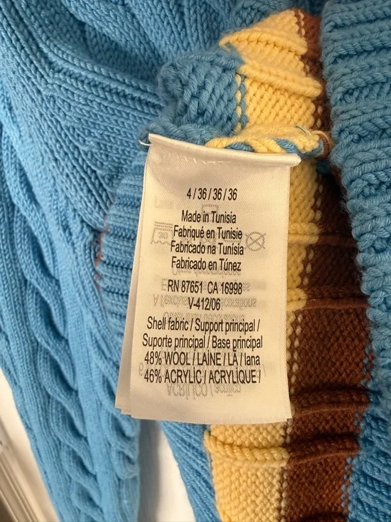 Lacoste Women's V-Neck Cable Knit Wool Sweater - Picture 3 of 6